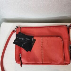 Tignanello Heritage Orange Leather Crossbody Bag RFID NEW WITH TAGS